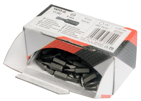 tata27.5㎝ Trusă biți impact 8 x 30 mm, stea M5, 50 buc Yato YT-7929